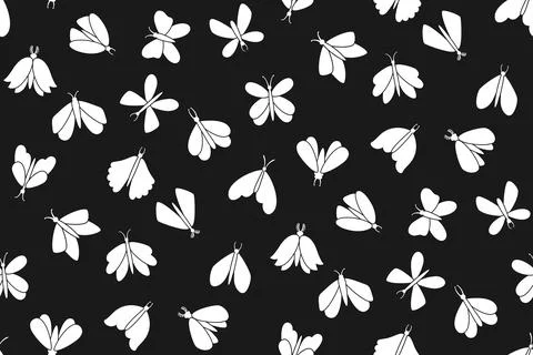 Butterfly moth retro seamless pattern insects repeat backdrop ornament wallpaper Stock Illustration