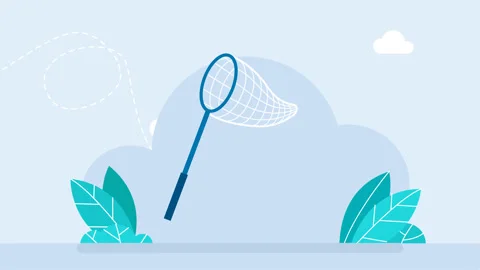 Butterfly net. Catch, hunt, chase symbol. Concentration, focus. Achieve goals Stock Footage 301514328