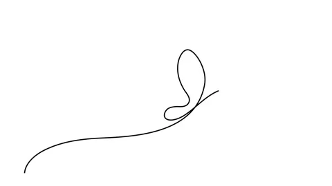 Butterfly one continuous line drawing element isolated on white background f Stock Footage 143240988