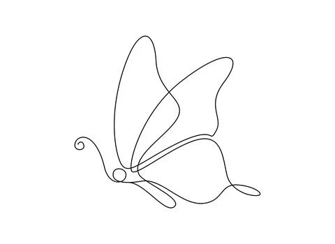 Butterfly in One continuous line drawing. Beautiful flying moth for wellbeing Stock Illustration
