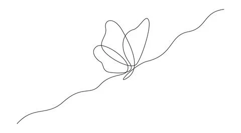 Butterfly in One continuous line drawing. Beautiful flying moth for wellbeing Stock Illustration