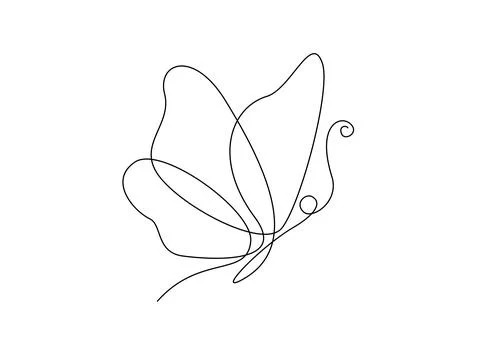 Butterfly in One continuous line drawing. Beautiful flying moth for wellbeing Stock Illustration