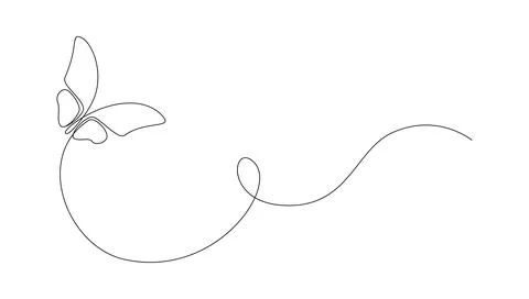 Butterfly in One continuous line drawing. Beautiful flying moth for wellbeing Stock Illustration