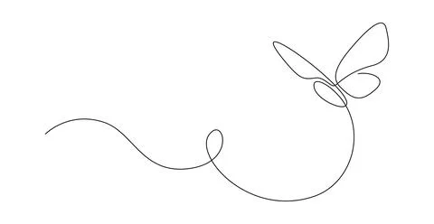 Butterfly in One continuous line drawing. Beautiful flying moth for wellbeing Stock Illustration