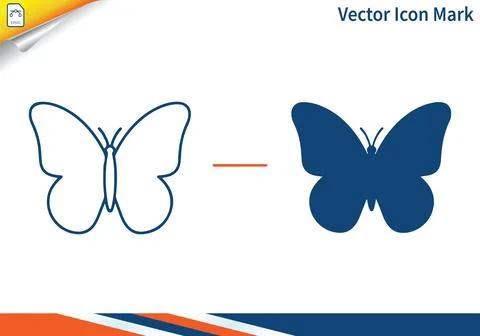 Butterfly outline and solid icon with orange accent. Ilustración de archivo