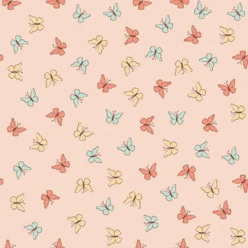 BUTTERFLY PAPER Summer Seamless Pattern Vector Illustration Stock Illustration