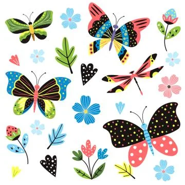 Butterfly pattern. Bright summertime ornament Stock Illustration