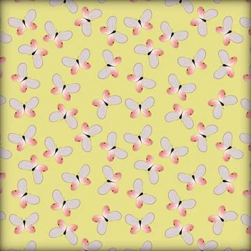 Butterfly Pattern (Cithaerias maerolina) pattern with yellow background Stock Illustration