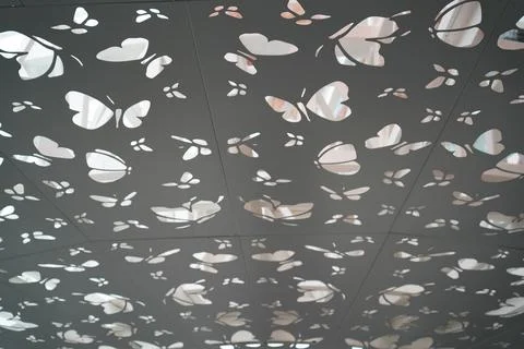 Butterfly Pattern Metal Panel Architecture Design Stock Photos