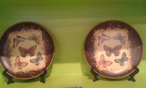 Butterfly pattern plates Stock Photos