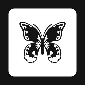 Butterfly with pattern on wings icon, simple style Illustrazione stock