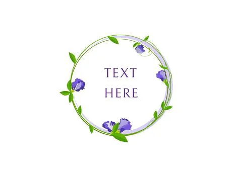 Butterfly pea flower frame vector isolated on white background Stock Illustration