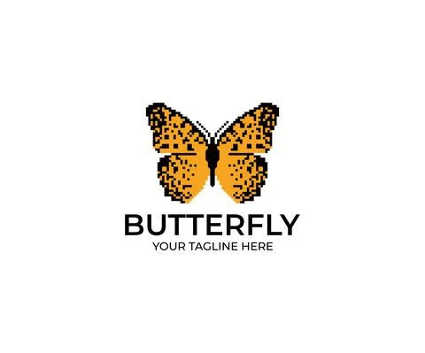 Butterfly Pixel Logo Design Stock Illustration