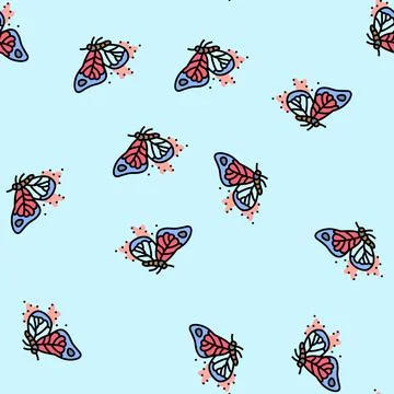 Butterfly pollen dust on wings vector seamless pattern イラスト素材
