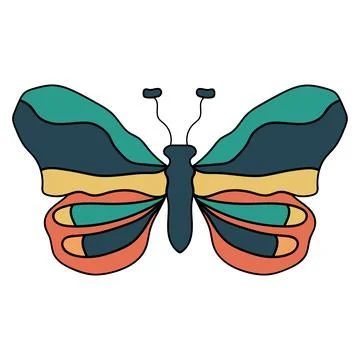 Butterfly retro elements romantic. Hand Drawn retro style Stock Illustration