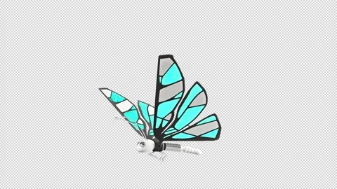 Butterfly robot sits and flaps its wings Stockbeeldmateriaal 163351046