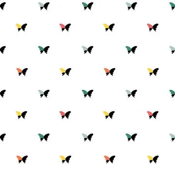 Butterfly seamless pattern. Fabric simple texture. Vector colorful cute 스톡 일러스트