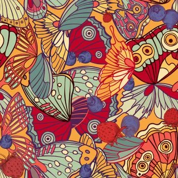 Butterfly seamless pattern Stock Illustration