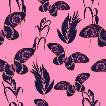Butterfly seamless pattern. Stock Illustration