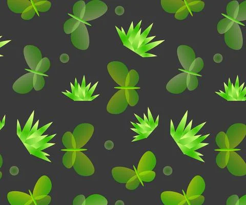 Butterfly seamless pattern vector green natural textile print spring summer s Stock Illustration