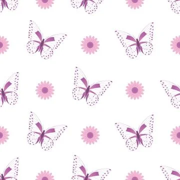 Butterfly Seamless Pattern Vector Stock Illustration
