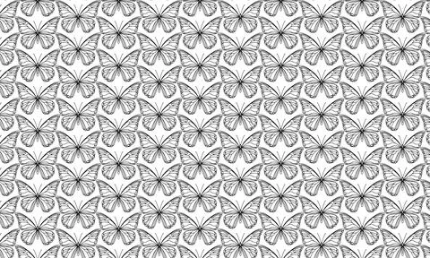 Butterfly seamless pattern wallpaper on abstract white background vector il.. Stock Illustration
