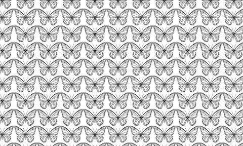 Butterfly seamless pattern wallpaper on abstract white background vector il.. Stock Illustration