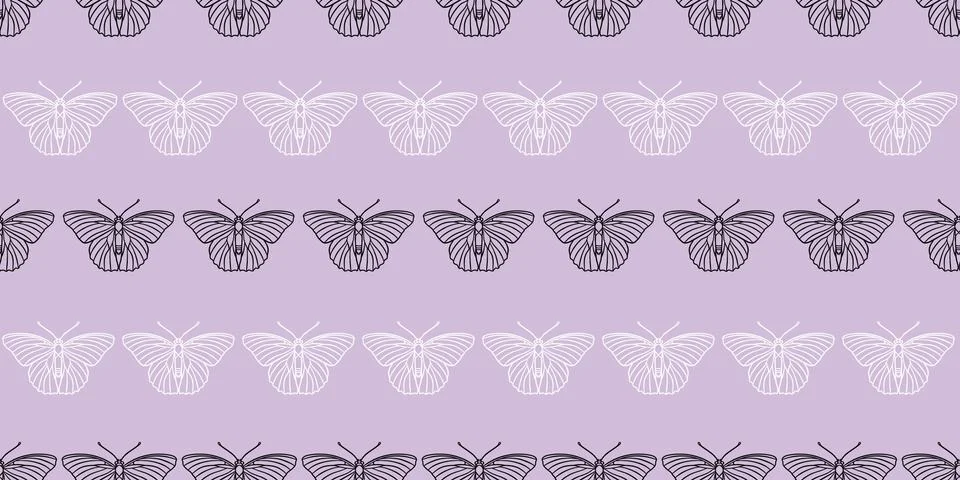 Butterfly seamless repeat pattern vector background, purple Stock Illustration