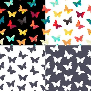 Butterfly Seamless Simple Pattern Background Set  Illustra Stock Illustration