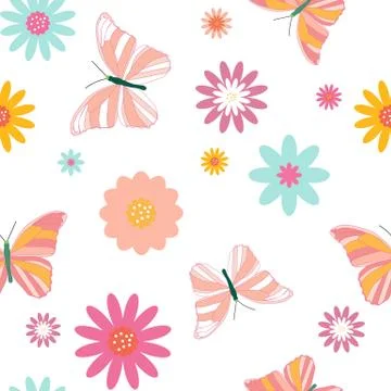 Butterfly Seamless Simple Pattern on Background Illustration Stock Illustration