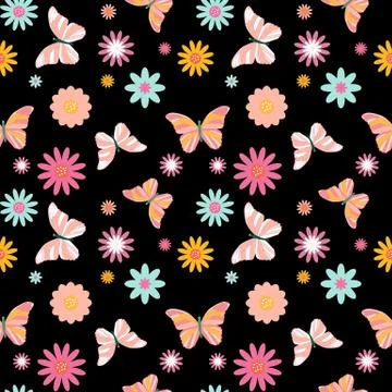 Butterfly Seamless Simple Pattern on Background Illustration Stock Illustration
