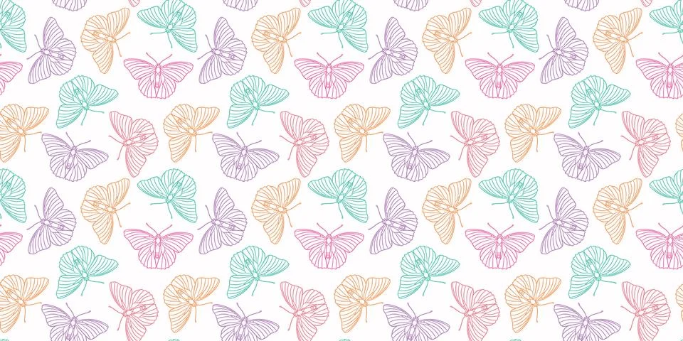 Butterfly seamless vector pattern background, spring design Stock Illustration