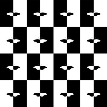 Butterfly Shape in Contrast Color, Black White Stock Illustration