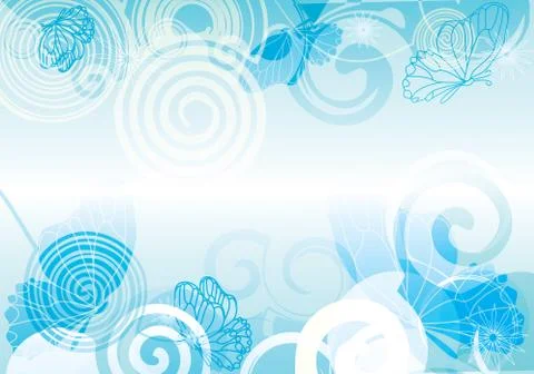 Butterfly shiny vector background light blue frame Stock Illustration