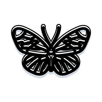 Butterfly silhouette with abstract wing patterns and shadow design 스톡 일러스트