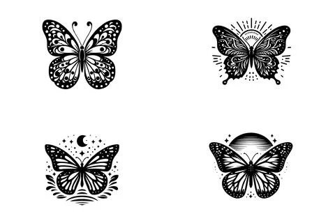 Butterfly silhouette set. butterfly vector illustration. butterfly isolated.. Stock Illustration