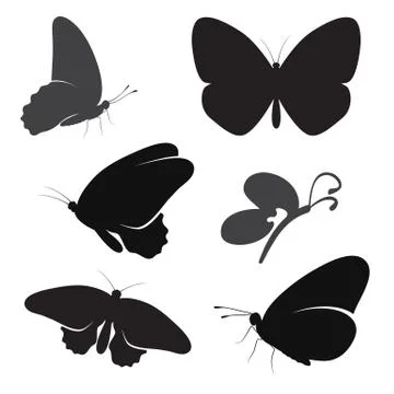 Butterfly silhouette set Stock Illustration