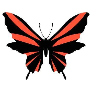 Butterfly silhouette in vector for illustration. A simple form of an insect. Stock Illustration
