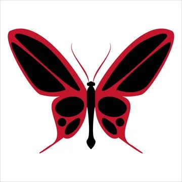 Butterfly silhouette in vector for illustration. A simple form of an insect. Illustrazione stock