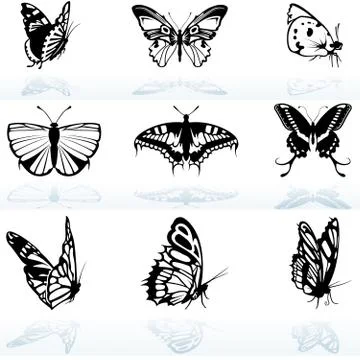 Butterfly Silhouettes Stock Illustration