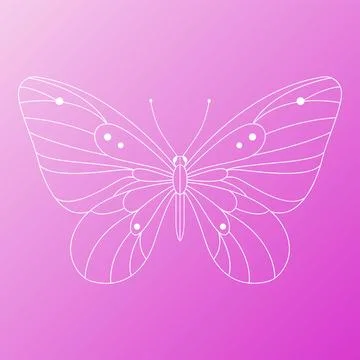 Butterfly sketch on pink gradient background Illustrazione stock