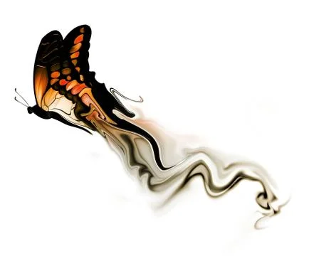 Butterfly with smoke Stock Illustration