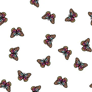 Butterfly spring vector seamless pattern Stock Illustration