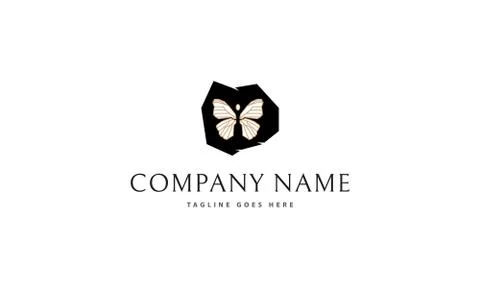 Butterfly In Stone vector logo image Stock Illustration