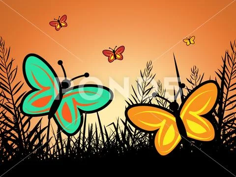 Butterfly In Summer Indicates Warmth Heat And Butterflies Stock Illustration