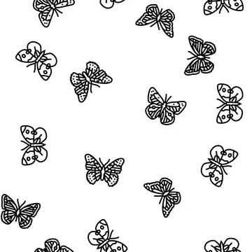 Butterfly summer spring insect vector seamless pattern Stock Illustration
