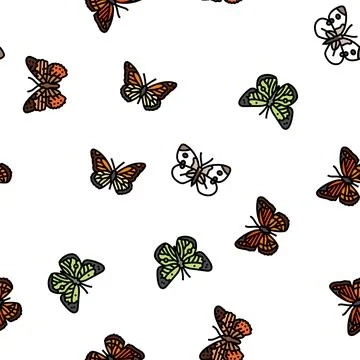 Butterfly summer spring insect vector seamless pattern Stock Illustration