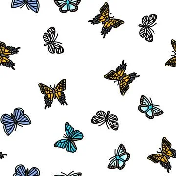 Butterfly summer spring insect vector seamless pattern Stock Illustration