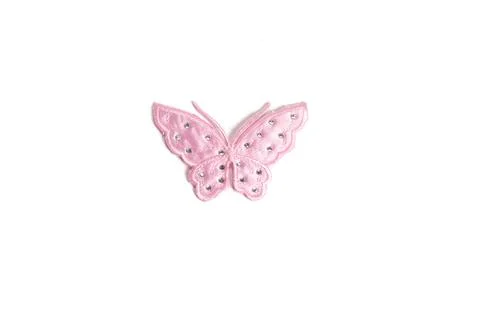 Butterfly textile patch for clothes customization, isolated on white. Stock Photos