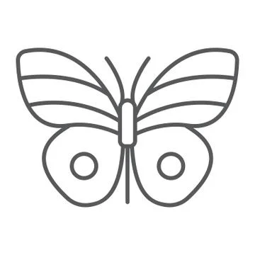 Butterfly thin line icon, easter and summer, insect sign, vector graphics, a Stock Illustration